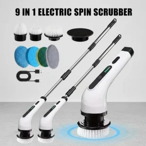 Rechargeable Cordless Spin Scrubber Electric Turbo Scrub Cleaning Brush 9 IN 1